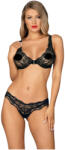 Obsessive Luvae - virágos, strasszos melltartó szett (fekete) (22136641111) - szexshop