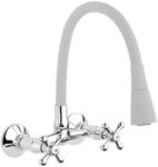 INVENA ROMA Konyhai csaptelep, fali, - flexi kifolyóval, 2 funkciós zuhanyfej, szürke-króm (BC-24-E5S-L)