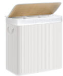 SONGMICS 3 Rekeszes Bambusz Szennyestartó Kosár Fedéllel Fehér (EUZ-LCB091W01V1)