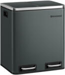 SONGMICS Dupla Szelektív Hulladékgyűjtő Acél Pedálos Szemetes 2x15L Antracitszürke (EUZ-LTB30GS)