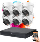 DAHUA 6 dome biztonsági kamerás IP kamera rendszer 4MP színes éjszakai képpel (DAHUA-IP-4MP-T1E49-06)
