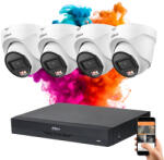 DAHUA 4 dome biztonsági kamerás IP kamera rendszer 4MP színes éjszakai képpel (DAHUA-IP-4MP-T1E49-04)