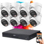 DAHUA 8 dome biztonsági kamerás IP kamera rendszer 4MP színes éjszakai képpel (DAHUA-IP-4MP-T1E49-08)