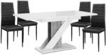 Proda Maasix WGS Étkezőszett - 4 Személyes, Fekete Coleta Székekkel, Magasfényű Fehér