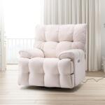  Elektromos relax fotelágy ringató, forgatható bézs bársony szövet (JN-D8108A30)