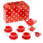 Bigjigs Toys Set de ceai cu buline roșii Bigjigs Toys Bucatarie copii