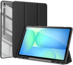 Samsung Tab S10 FE Plus (13.1) SM-X620 / X626B, mappa tok, Trifold, légpárnás sarok, közepesen ütésálló, érintőceruza tartó, átlátszó hátlap, Dux Ducis Toby, fekete