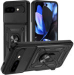 Google Pixel 10 5G / 10 Pro 5G hátlap tok, telefon tok, kitámasztható, mágneses, ütésálló, fekete, Defender Slide