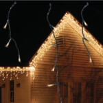  Kültéri toldható jégszikrázó jégcsapfüzér, meleg fehér, 2 x 0, 9 méter, 138 LED, fehér gumikábel (KDK 103)