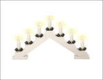  Beltéri 7 gyertyás fehér ablakdísz, meleg fehér színben (SM 38)
