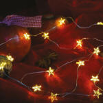  Tündérfény csillaggal, meleg fehér, ezüst színű rézkábel, 20 LED, 2 m (KDE 323)
