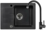 Kerra Coast 25 egy medencés, csepegtetős gránit mosogató Mona csapteleppel - fekete (COAST-25-BLACK-MONA-SET)