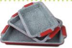 Berghome Line tepsi szett kerámia/gránit tapadásmentes bevonattal 3 részes, szilikon fogantyúval, 36, 40, 46 cm, bordó (BL-1224-bordó)