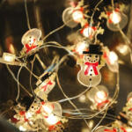  Tündérfény hóemberrel, meleg fehér, ezüst színű rézkábel, 20 LED, 2 m (KDE 322)