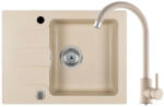 Kerra Coast 25 egy medencés, csepegtetős gránit mosogató Mona csapteleppel - bézs (COAST-25-BEIGE-MONA-SET)