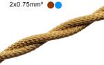 Olasz premium kábel Fonott textil kábel arany - 2x0, 75