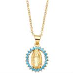  Szűz Mária Medailon Nyakék - Arany/Kék