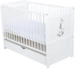 BabyNeeds Patut din lemn Nadia II Girafa 120x60 cm multifunctional cu sertar Alb - Babyneeds (BONAD2G02AL)