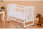 Qmini Patut din lemn Timmi Heart 120x60 cm, cu roti, din lemn de pin, MDF, Somiera reglabila, Alb - Qmini (QMTIMH01AL)