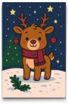  Festés számok szerint - Karácsonyi rénszarvas Méret: 20x30cm, Keretezés: Keret nélkül (csak a vászon)