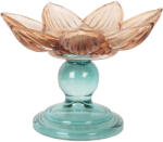 Clayre & Eef Suport lumanare sticla portocalie verde Ø 14x10 cm (6GL5346)