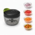 köken Tocator manual multifunctional Koken 500 ml, 3 lame ascutite din inox, mecanic cu sfoara, perfect pentru legume/fructe/sosuri, curatare usoara, plastic fara BPA, negru/verde Tocator