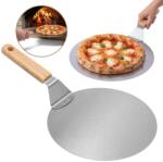 köken Lopata pizza Koken, tava rotundă 30, 5 cm din oțel inoxidabil, Maner Lemn, Spatula 49 cm