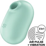 Satisfyer Nyomáshullámos csiklóvibrátor, Satisfyer, Pro To Go 2, 9 cm, mentazöld, akkumulátoros, vízálló (IPX7), szilikon, 2 motor, 11 nyomáshullám + 12 rezgésmód, kompakt utazó kivitel