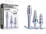 NMC Análdugó szett, NMC, Hardware Gear 3 in 1 Metal Butt Plug Set II, 7, 6-11, 4 cm, ezüst, 3 darabos, fényes fém, sima felületű, vízálló, uniszex