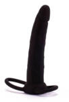 Lovetoy Felcsatolható dildó, Lovetoy, Silicone Fantasy Double Prober, 11-15 cm, 3-3, 4 cm átmérő, fekete, szilikon, vízálló, péniszre húzható