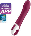 Satisfyer G-pont vibrátor, Satisfyer, Big Heat, 22 cm, bordó, app-vezérelt, melegíthető 40°C-ra, akkumulátoros, vízálló (IPX7), bőrbarát szilikon