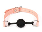 Liebe Seele Golyós szájpöcök, Liebe Seele, Organosilicon Ball Gag, 4-4, 4 cm, fekete, légzőnyílásos, állítható, vegán műbőr pánt, szilikon golyó, fém csat