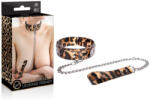 Nmc Nyakörv és póráz, Nmc, Leopard Frenzy, állítható 34-52 cm nyakörv, 53 cm lánc, leopárdmintás, műbőr, BDSM, szerepjátékhoz