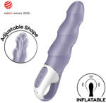 Satisfyer G-pont vibrátor, Satisfyer, Air Pump Vibrator 1, 16-20 cm, lila, szilikon, akkumulátoros, vízálló, felfújható tengely, 12 rezgési mód