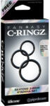 Pipedream - Fantasy C-Ringz Péniszgyűrű szett, Pipedream - Fantasy C-Ringz, Silicone 3-Ring Stamina Set, 3 darab, fekete, szilikon, vízálló, rugalmas, erekciótámogató