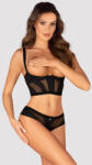 Obsessive Nyitott aljú fehérnemű szett, Obsessive, Chic Amoria 2 részes, M/L, fekete, poliamid, szexi, erotikus, puha anyag