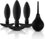 NMC Anál tréning szett, NMC, Butties 3in1 Training Kit, 3 db anál dugó (8-12, 5 cm, Ø 2, 5-3, 8 cm) + intimzuhany 6 cm, fekete, szilikon, vízálló, kezdőknek