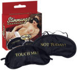 Orion Szemkötő, Orion, Touch Me! Face Mask, One Size, fekete arany felirattal, szaténhatású poliamid, kétoldalas (Touch me! /Not today! ), elasztikus pánt