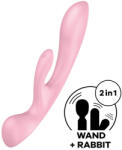 Satisfyer Multifunkcionális vibrátor, Satisfyer, Triple Oh, 23, 5 cm, rózsaszín, akkumulátoros, vízálló, szilikon, 3 motoros, csiklókaros, g-pontos