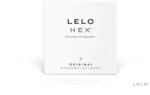 LELO Óvszer, Lelo, HEX Original, 3 darab, átlátszó, ultravékony 0, 055 mm, belső méhsejtrács, sikosított, természetes latex, 54 mm névleges szélesség