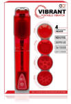 NMC Mini vibrátor, NMC, Vibbrant Portable, 11-15 cm, piros, 10 vibrációs mód, 4 féle stimuláló felület, ABS, 1xAA elemes, kezdőknek