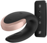 Satisfyer Páros vibrátor, Satisfyer, Double Love, 8.6 x 5.7 x 4.2 cm, fekete, akkumulátoros, app-vezérelt, vízálló, távirányítós, kétmotoros, szilikon