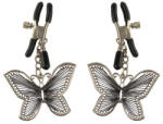 Pipedream - Fetish Fantasy Series Mellcsipesz, Pipedream - Fetish Fantasy Series, Butterfly Nipple Clamps, 6-10 cm, ezüst, állítható, műanyag, pillangó díszítés, BDSM