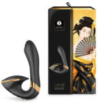 SHUNGA Multifunkcionális vibrátor, Shunga, Soyo Black, 16-20 cm, fekete, kétmotoros, g-pontos, csiklóizgatóval, akkumulátoros, LED világítással, ABS