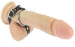 Rimba Pénisz- és herepánt, Rimba, Penis Strap With Rings Metal, 4-4, 4 cm gyűrűátmérő, fekete, bőr és fém, állítható, csatos, fém péniszgyűrű