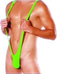 Blue Line Mankini, Blue Line, Neon, One Size, neonzöld, rugalmas nylon, kényelmes, erotikus, mindennapi viselethez és intim együttlétekhez