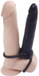 Pipedream - Fetish Fantasy Series Heregyűrűs péniszre rögzíthető anál dildó, Pipedream, Double Trouble, 14 cm, fekete, bőrbarát TPR