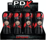 Pipedream - PDX Elite Vibrációs férfi maszturbátor display csomag, Pipedream PDX Elite, Vibrating Stroker, 12 darab, világos/fekete, realisztikus vagina/ánusz/száj