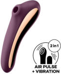 Satisfyer Léghullámos csiklóizgató és G-pont vibrátor, Satisfyer, Dual Kiss, 18, 5 cm, bordó, akkumulátoros, vízálló, kétmotoros, halk, bőrbarát szilikon
