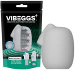 VIBEGGS Vibráló maszturbációs tojás, VIBEGGS, Ribs Delight, 4, 5 x 7 cm (nyújtható 18 cm-ig), fehér, bordázott, vízálló, elemes, TPE, uniszex